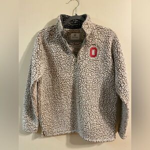 Men’s Top of the World Ohio State Buckeyes Sherpa Fleece 1/4 Zip Gray Size Large
